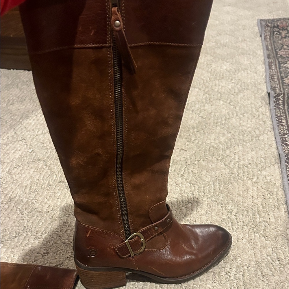 Born Alize Chestnut Leather and Suede Boots - Picture 13 of 16